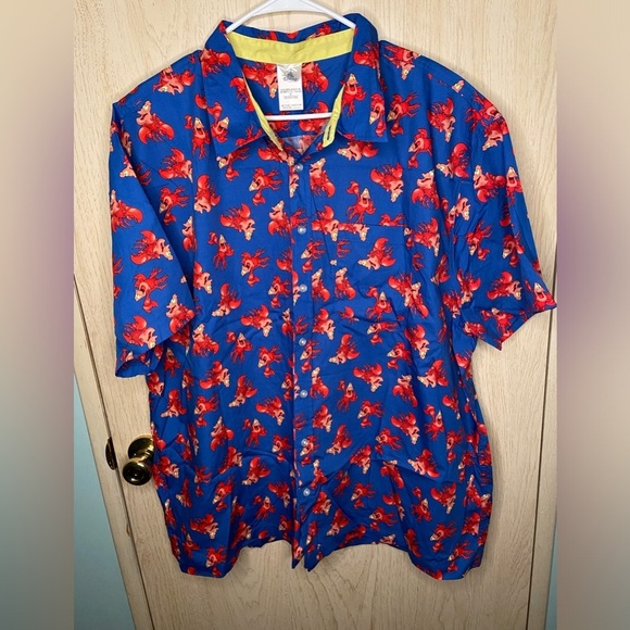Disney The Little Mermaid Sebastian Woven Shirt for Men Button Down NWOT XXL - Picture 1 of 8